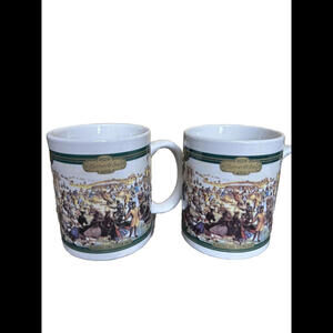 🌼Currier & Ives Scene “ Central Park Winter 1862 Set Of Coffee Mugs White